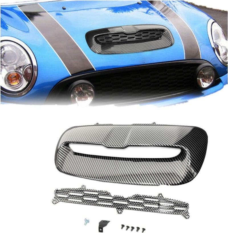 Kojem Mini Cooper Hood Scoop Compatible with 2007-2013 Mini Cooper S R55 R56 R57 R58 R59 Air Intake Vent Carbon Fiber Printing - Image 1